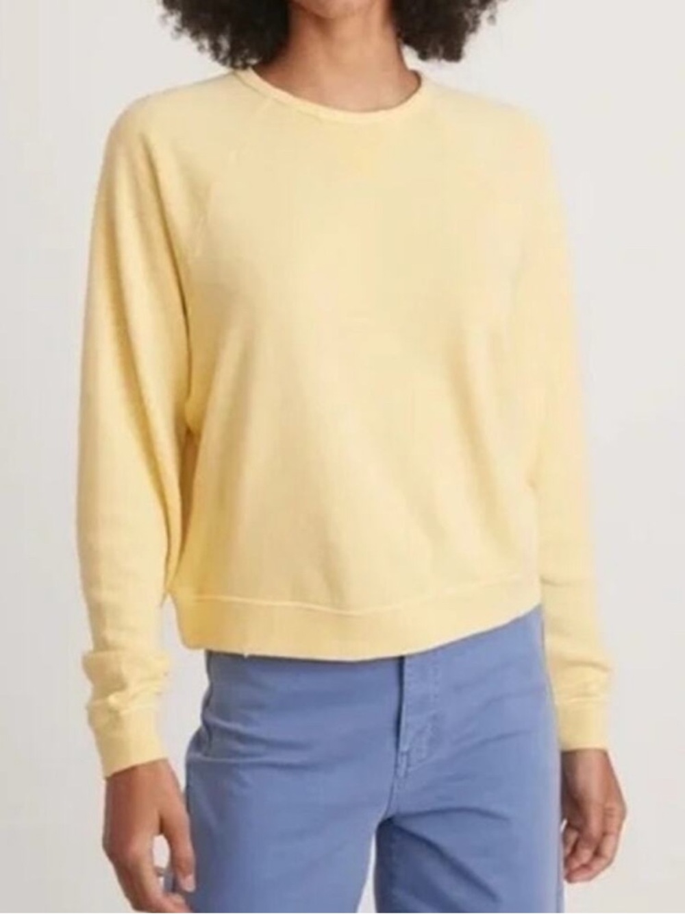 Marine Layer June Vintage Terry Sweatshirt  Pale Banana, XL